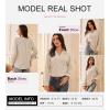 imageDokotoo Womens Tops Dressy Casual Lantern Long Sleeve Shirts Fall Outfits Textured Business Blouses V Neck Button Down ShirtsBeige