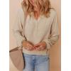 imageDokotoo Womens Tops Dressy Casual Lantern Long Sleeve Shirts Fall Outfits Textured Business Blouses V Neck Button Down ShirtsBeige