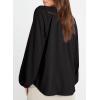 imageDokotoo Womens Tops Dressy Casual Lantern Long Sleeve Shirts Fall Outfits Textured Business Blouses V Neck Button Down ShirtsBlack
