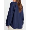 imageDokotoo Womens Tops Dressy Casual Lantern Long Sleeve Shirts Fall Outfits Textured Business Blouses V Neck Button Down ShirtsNavy Blue