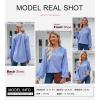 imageDokotoo Womens Tops Dressy Casual Lantern Long Sleeve Shirts Fall Outfits Textured Business Blouses V Neck Button Down ShirtsSky Blue