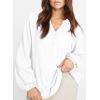 imageDokotoo Womens Tops Dressy Casual Lantern Long Sleeve Shirts Fall Outfits Textured Business Blouses V Neck Button Down ShirtsWhite