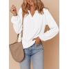 imageDokotoo Womens Tops Dressy Casual Lantern Long Sleeve Shirts Fall Outfits Textured Business Blouses V Neck Button Down ShirtsWhite