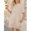 imageDokotoo Womens Tops Dressy Casual Short Sleeve Oversized Tshirts Summer Hoodie Dress Tunics Tops Loose Fit Long ShirtsApricot