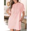 imageDokotoo Womens Tops Dressy Casual Short Sleeve Oversized Tshirts Summer Hoodie Dress Tunics Tops Loose Fit Long ShirtsApricot Pink