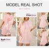 imageDokotoo Womens Tops Dressy Casual Short Sleeve Oversized Tshirts Summer Hoodie Dress Tunics Tops Loose Fit Long ShirtsApricot Pink