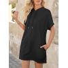 imageDokotoo Womens Tops Dressy Casual Short Sleeve Oversized Tshirts Summer Hoodie Dress Tunics Tops Loose Fit Long ShirtsBlack