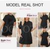 imageDokotoo Womens Tops Dressy Casual Short Sleeve Oversized Tshirts Summer Hoodie Dress Tunics Tops Loose Fit Long ShirtsBlack