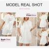 imageDokotoo Womens Tops Dressy Casual Short Sleeve Oversized Tshirts Summer Hoodie Dress Tunics Tops Loose Fit Long ShirtsBright White