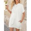 imageDokotoo Womens Tops Dressy Casual Short Sleeve Oversized Tshirts Summer Hoodie Dress Tunics Tops Loose Fit Long ShirtsBright White