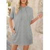 imageDokotoo Womens Tops Dressy Casual Short Sleeve Oversized Tshirts Summer Hoodie Dress Tunics Tops Loose Fit Long ShirtsGray