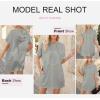 imageDokotoo Womens Tops Dressy Casual Short Sleeve Oversized Tshirts Summer Hoodie Dress Tunics Tops Loose Fit Long ShirtsGray