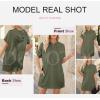 imageDokotoo Womens Tops Dressy Casual Short Sleeve Oversized Tshirts Summer Hoodie Dress Tunics Tops Loose Fit Long ShirtsGuacamole Green