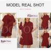 imageDokotoo Womens Tops Dressy Casual Short Sleeve Oversized Tshirts Summer Hoodie Dress Tunics Tops Loose Fit Long ShirtsRed Dahlia