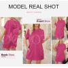 imageDokotoo Womens Tops Dressy Casual Short Sleeve Oversized Tshirts Summer Hoodie Dress Tunics Tops Loose Fit Long ShirtsRose Red