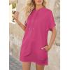 imageDokotoo Womens Tops Dressy Casual Short Sleeve Oversized Tshirts Summer Hoodie Dress Tunics Tops Loose Fit Long ShirtsRose Red