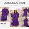 imageDokotoo Womens Tops Dressy Casual Short Sleeve Oversized Tshirts Summer Hoodie Dress Tunics Tops Loose Fit Long ShirtsTillandsia Purple