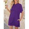 imageDokotoo Womens Tops Dressy Casual Short Sleeve Oversized Tshirts Summer Hoodie Dress Tunics Tops Loose Fit Long ShirtsTillandsia Purple