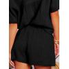 imageDokotoo Womens Two Piece Outfits V Neck Short Sleeve Shirts and High Waist Shorts Lounge SetsBlack
