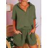 imageDokotoo Womens Two Piece Outfits V Neck Short Sleeve Shirts and High Waist Shorts Lounge SetsGreen
