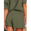 imageDokotoo Womens Two Piece Outfits V Neck Short Sleeve Shirts and High Waist Shorts Lounge SetsGreen
