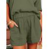 imageDokotoo Womens Two Piece Outfits V Neck Short Sleeve Shirts and High Waist Shorts Lounge SetsGreen