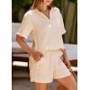 imageDokotoo Womens Two Piece Outfits V Neck Short Sleeve Shirts and High Waist Shorts Lounge SetsPeach
