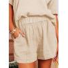 imageDokotoo Womens Two Piece Outfits V Neck Short Sleeve Shirts and High Waist Shorts Lounge SetsPeach