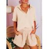 imageDokotoo Womens Two Piece Outfits V Neck Short Sleeve Shirts and High Waist Shorts Lounge SetsPeach