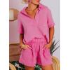 imageDokotoo Womens Two Piece Outfits V Neck Short Sleeve Shirts and High Waist Shorts Lounge SetsRose
