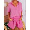 imageDokotoo Womens Two Piece Outfits V Neck Short Sleeve Shirts and High Waist Shorts Lounge SetsRose