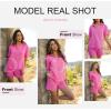 imageDokotoo Womens Two Piece Outfits V Neck Short Sleeve Shirts and High Waist Shorts Lounge SetsRose