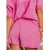 imageDokotoo Womens Two Piece Outfits V Neck Short Sleeve Shirts and High Waist Shorts Lounge SetsRose