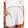 imageDokotoo Womens Two Piece Outfits V Neck Short Sleeve Shirts and High Waist Shorts Lounge SetsWhite