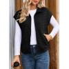 imageDokotoo Womens Vest Tops 2025 Zipper Up Cap Sleeve Side Pockets Waffle Knit Sleeveless Oversized VestsBlack