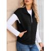 imageDokotoo Womens Vest Tops 2025 Zipper Up Cap Sleeve Side Pockets Waffle Knit Sleeveless Oversized VestsBlack