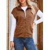 imageDokotoo Womens Vest Tops 2025 Zipper Up Cap Sleeve Side Pockets Waffle Knit Sleeveless Oversized VestsBrown
