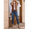 imageDokotoo Womens Vest Tops 2025 Zipper Up Cap Sleeve Side Pockets Waffle Knit Sleeveless Oversized VestsBrown