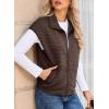 imageDokotoo Womens Vest Tops 2025 Zipper Up Cap Sleeve Side Pockets Waffle Knit Sleeveless Oversized VestsCoffee