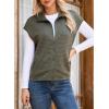 imageDokotoo Womens Vest Tops 2025 Zipper Up Cap Sleeve Side Pockets Waffle Knit Sleeveless Oversized VestsDark Green