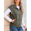imageDokotoo Womens Vest Tops 2025 Zipper Up Cap Sleeve Side Pockets Waffle Knit Sleeveless Oversized VestsDark Green