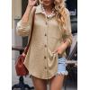 imageDokotoo Womens Waffle Knit Shacket Jacket Casual Long Sleeve Button Down Shirts Dressy Blouses TopsApricot