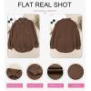 imageDokotoo Womens Waffle Knit Shacket Jacket Casual Long Sleeve Button Down Shirts Dressy Blouses TopsBrown