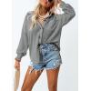 imageDokotoo Womens Waffle Knit Shacket Jacket Casual Long Sleeve Button Down Shirts Dressy Blouses TopsGray
