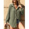 imageDokotoo Womens Waffle Knit Shacket Jacket Casual Long Sleeve Button Down Shirts Dressy Blouses TopsGreen