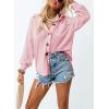 imageDokotoo Womens Waffle Knit Shacket Jacket Casual Long Sleeve Button Down Shirts Dressy Blouses TopsPink 1