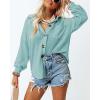 imageDokotoo Womens Waffle Knit Shacket Jacket Casual Long Sleeve Button Down Shirts Dressy Blouses TopsSky Blue