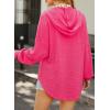 imageDokotoo Womens Waffle Knit Shacket Jacket Casual Long Sleeve Button Down Shirts Dressy Blouses TopsZ Hot Pink