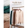 imageDokotoo Womens Waffle Knit Tops Fashion 2025 Long Lantern Sleeve Casual Blouses V Neck Oversized T ShirtsBlack