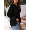 imageDokotoo Womens Waffle Knit Tops Fashion 2025 Long Lantern Sleeve Casual Blouses V Neck Oversized T ShirtsBlack